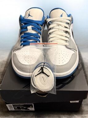 Jordan 1 Low Men’s Sneakers White Gray Blue